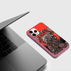 Чехол iPhone 11 Pro матовый Metallica - iron skeleton, цвет: 3D-малиновый — фото 2