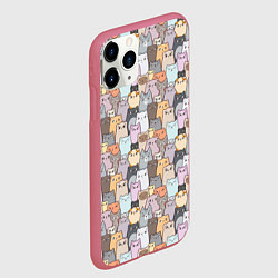 Чехол iPhone 11 Pro матовый Котики, цвет: 3D-малиновый — фото 2