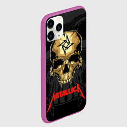 Чехол iPhone 11 Pro матовый Metallica - skull with fangs, цвет: 3D-фиолетовый — фото 2