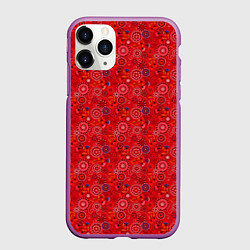 Чехол iPhone 11 Pro матовый Алый красный деревенский абстрактный узор, цвет: 3D-фиолетовый