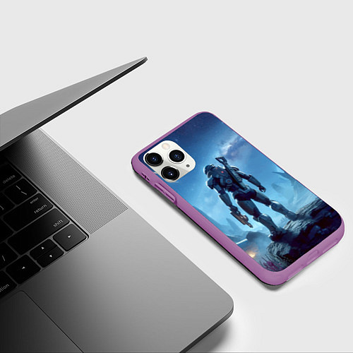 Чехол iPhone 11 Pro матовый Mass Effect - ai art fantasy / 3D-Фиолетовый – фото 3