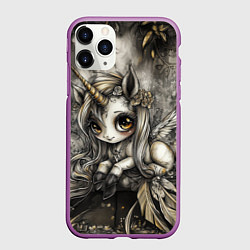 Чехол iPhone 11 Pro матовый Мифическая единорожка, цвет: 3D-фиолетовый