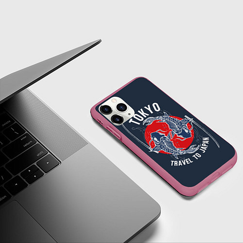 Чехол iPhone 11 Pro матовый Токио путешествие в Японию / 3D-Малиновый – фото 3