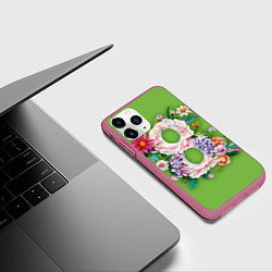 Чехол iPhone 11 Pro матовый Цветы - 8 марта, цвет: 3D-малиновый — фото 2