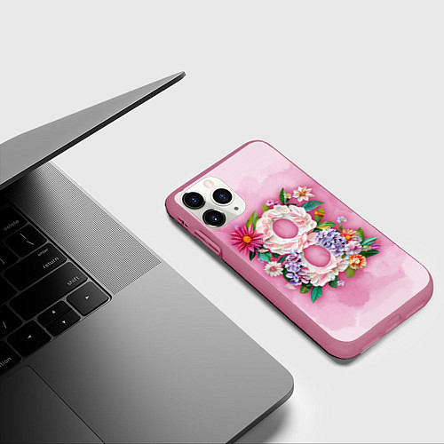 Чехол iPhone 11 Pro матовый Восемь в цветах - 8 марта / 3D-Малиновый – фото 3