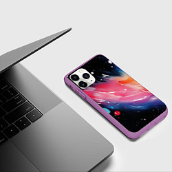 Чехол iPhone 11 Pro матовый Разноцветный абстрактный мазок краски, цвет: 3D-фиолетовый — фото 2