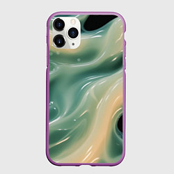 Чехол iPhone 11 Pro матовый Лазурная слизь на черном текстура, цвет: 3D-фиолетовый