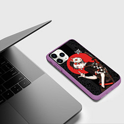 Чехол iPhone 11 Pro матовый Танджиро Камадо убийца демонов, цвет: 3D-фиолетовый — фото 2