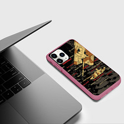 Чехол iPhone 11 Pro матовый Сленг геймеров танкистов, цвет: 3D-малиновый — фото 2