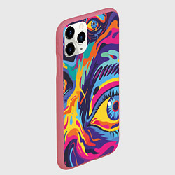 Чехол iPhone 11 Pro матовый Глаза вселенной, цвет: 3D-малиновый — фото 2