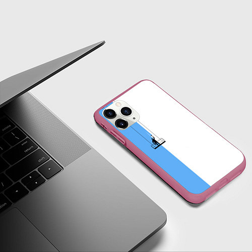 Чехол iPhone 11 Pro матовый Моляр красит стену / 3D-Малиновый – фото 3