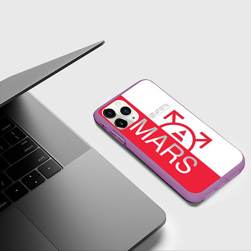 Чехол iPhone 11 Pro матовый 30 Seconds to Mars poster / 3D-Фиолетовый – фото 3