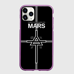 Чехол iPhone 11 Pro матовый 30 Seconds to Mars - poster, цвет: 3D-фиолетовый