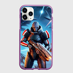 Чехол iPhone 11 Pro матовый Mass Effect - space fantasy, цвет: 3D-фиолетовый
