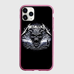 Чехол iPhone 11 Pro матовый Metallica - horned skull, цвет: 3D-малиновый