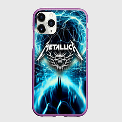 Чехол iPhone 11 Pro матовый Neon glow - Metallica, цвет: 3D-фиолетовый