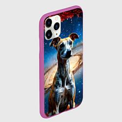Чехол iPhone 11 Pro матовый Уиппет в космосе, цвет: 3D-фиолетовый — фото 2