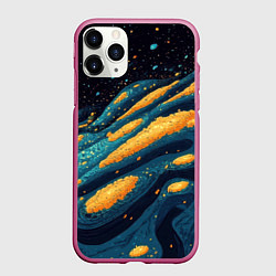 Чехол iPhone 11 Pro матовый Оранжевая и синяя абстракция текстура, цвет: 3D-малиновый
