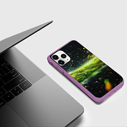 Чехол iPhone 11 Pro матовый Текстурная зеленая абстракция, цвет: 3D-фиолетовый — фото 2
