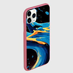 Чехол iPhone 11 Pro матовый Синяя волна из красок, цвет: 3D-малиновый — фото 2