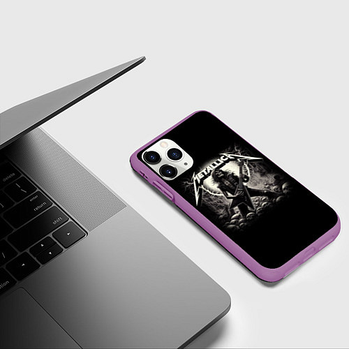 Чехол iPhone 11 Pro матовый Metallica - guitar solo / 3D-Фиолетовый – фото 3