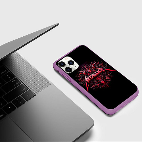 Чехол iPhone 11 Pro матовый Металлика - геральдический орнамент / 3D-Фиолетовый – фото 3