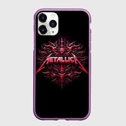 Чехол iPhone 11 Pro матовый Металлика - геральдический орнамент, цвет: 3D-фиолетовый