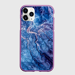 Чехол iPhone 11 Pro матовый Мраморный узор, цвет: 3D-фиолетовый