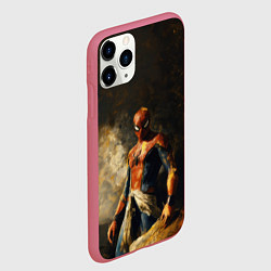 Чехол iPhone 11 Pro матовый Spider man poster, цвет: 3D-малиновый — фото 2