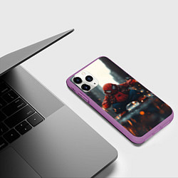 Чехол iPhone 11 Pro матовый Толстый злой человек-паук, цвет: 3D-фиолетовый — фото 2