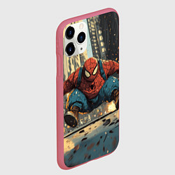 Чехол iPhone 11 Pro матовый Маленький толстый человек-паук, цвет: 3D-малиновый — фото 2