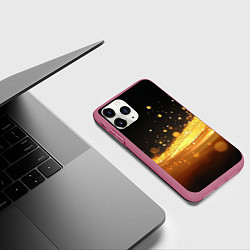 Чехол iPhone 11 Pro матовый Золотые блестки на черном фоне, цвет: 3D-малиновый — фото 2