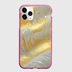 Чехол iPhone 11 Pro матовый Серо-золотая материя текстура, цвет: 3D-малиновый