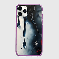 Чехол iPhone 11 Pro матовый Сюрреалистичная абстракция с каплями, цвет: 3D-фиолетовый
