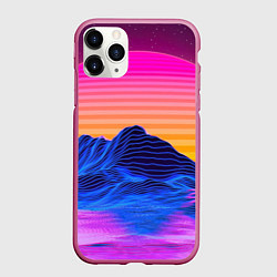Чехол iPhone 11 Pro матовый Неоновый закат, цвет: 3D-малиновый