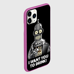 Чехол iPhone 11 Pro матовый Бендер - я хочу с тобой выпить, цвет: 3D-фиолетовый — фото 2