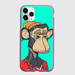 Чехол iPhone 11 Pro матовый NFT ape steel, цвет: 3D-малиновый