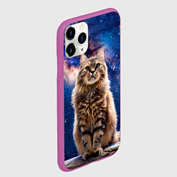 Чехол iPhone 11 Pro матовый Сибирская кошка в космосе, цвет: 3D-фиолетовый — фото 2