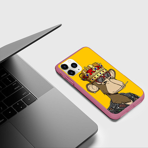 Чехол iPhone 11 Pro матовый NFT ape king / 3D-Малиновый – фото 3