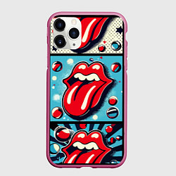 Чехол iPhone 11 Pro матовый Rolling Stones logo - pop art, цвет: 3D-малиновый
