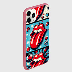 Чехол iPhone 11 Pro матовый Rolling Stones logo - pop art, цвет: 3D-малиновый — фото 2