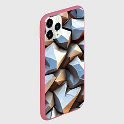 Чехол iPhone 11 Pro матовый Каменно металлическая абстракция, цвет: 3D-малиновый — фото 2