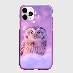 Чехол iPhone 11 Pro матовый Удивленная сова, цвет: 3D-фиолетовый