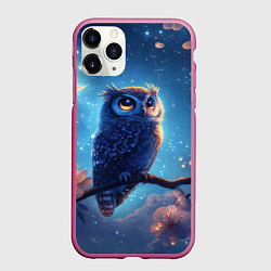 Чехол iPhone 11 Pro матовый Сова на фоне ночного неба, цвет: 3D-малиновый