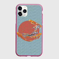 Чехол iPhone 11 Pro матовый Рыба карпы кои, цвет: 3D-малиновый