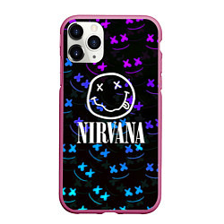 Чехол iPhone 11 Pro матовый Nirvana x marshmello neon, цвет: 3D-малиновый