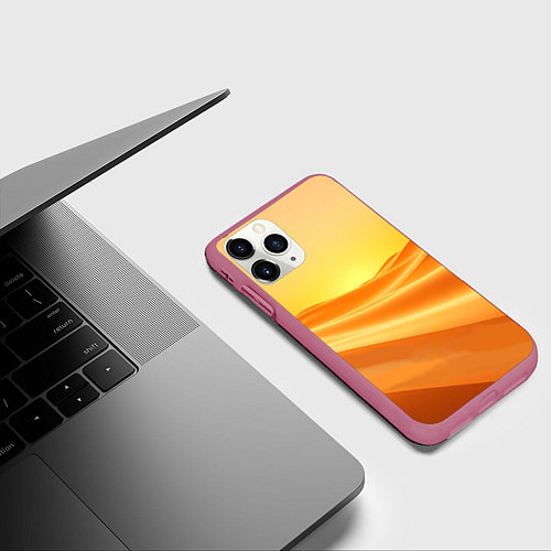 Чехол iPhone 11 Pro матовый Золотые пески / 3D-Малиновый – фото 3