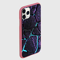 Чехол iPhone 11 Pro матовый Фиолетовые плиты с голубым свечением, цвет: 3D-малиновый — фото 2