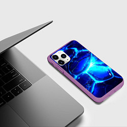 Чехол iPhone 11 Pro матовый Синие плиты лед, цвет: 3D-фиолетовый — фото 2
