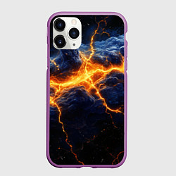Чехол iPhone 11 Pro матовый Молнии в разбитом небе, цвет: 3D-фиолетовый